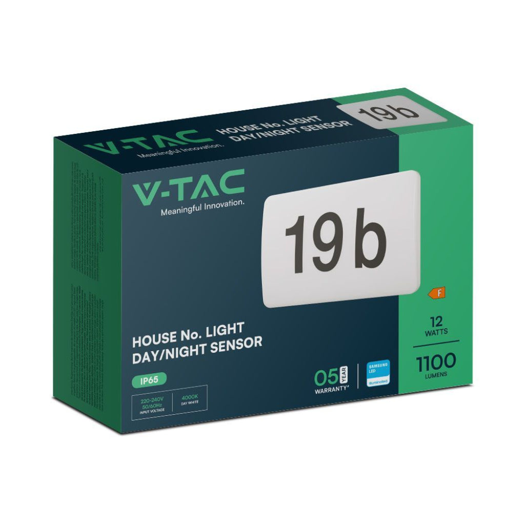 V-TAC PRO Lampada LED Chip Samsung da Muro Rettangolare 12W Segna Civico 3in1 IP65 V-TAC PRO Lampada LED Chip Samsung da Muro Rettangolare 12W Segna Civico 3in1 IP65